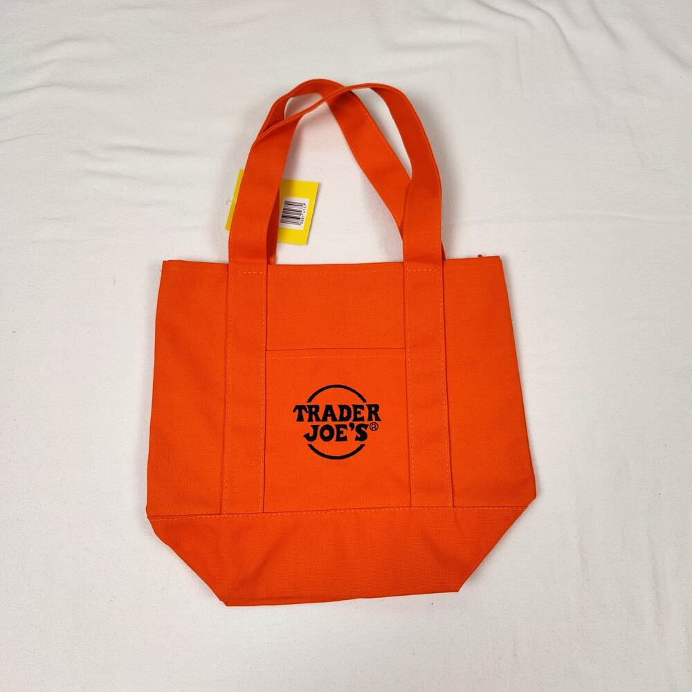 Trader Joe's Mini Canvas Tote Bag - Halloween Limited Edition - ORANGE-BLACK